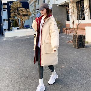 여자 다운 파카 패스 한국 패션 중간 긴 한국 느슨한 면화 패딩 자켓 겨울 여자 학생의 면화 패딩 재킷 221208