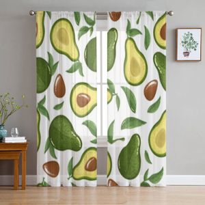 Vorhang Fensterbehandlungen Avocado-Muster Chiffon Gardinen für Wohnzimmer Schlafzimmer Dekoration Fenster Tüll Vorhänge Vorhänge 221208 221208