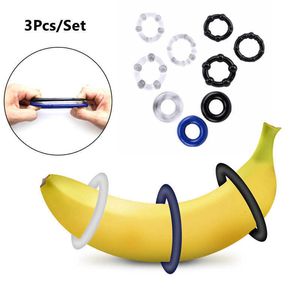 Cockrings Sex toy Cock 3 Pcs Set Penis Ring Bead Male Delay Ejaculation Lasting Silicone Erections For Men Adults
