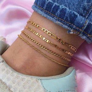 Anklets Boho Anklet Foot Chain Ankle Summer Bracelet Multi-layer Alloy Charm Sandals Barefoot Beach Bridal Jewelry A014