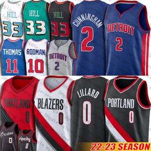 Basketballtrikot Damian Lillard Basketballtrikots Cade Cunningham Grant Hill Dennis Rodman Isiah Thomas zxcv