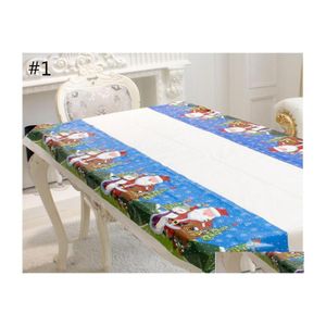 Giocattolo di Natale Tovaglia usa e getta Pvc Tablewear Merry Rectangar Stampato Cartoon Tablewears Fancy Dish Tovaglia Drop Delivery To Dh69C