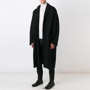 Misto lana da uomo Cappotto Mauni da uomo oversize nero realizzato su misura 221208