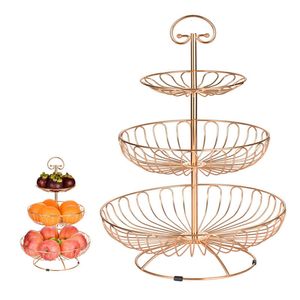 Dishes Plates 3 Tier Retro Simple Round Metal Household Fruit Plate Tray Stand Storage Basket WF 221208