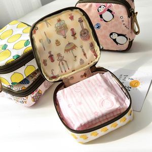 Storage Bags Women's Small Tampon Cosmetic Bag Travel Mini Sanitary Napkin Coin Money Card Lipstick Wallet