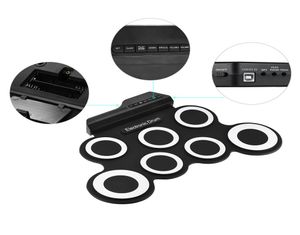 Tamburo elettronico portatile Digital USB 7 Pads Roll Drum Set Kit cuscino per tamburo elettrico in silicone con pedale per bacchette8781542