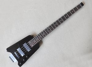 Black 4 Strings Headless Electric Bassi Guitar com braço de pau -rosa 24 trastes podem ser personalizados como solicitação