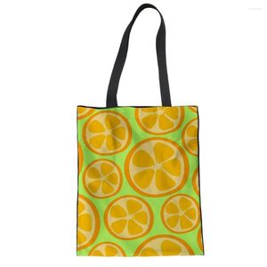 Kvällspåsar söt citron dukväska för kawaii flickor shopping handväskor cool sommar färsk frukt bärbar kvinnor designer