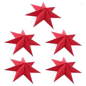 Decorações de Natal 5pcs papel criativo estrela pendurada abajures lanterna tampas de lanterna