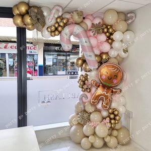 Decorações de Natal 125pcs Christmas Cane Gingerbread Man Foil Balloon Garland Arch Sand White Pink Latex Balloons Ano 2023 Christma Decoration 221208