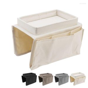 Storage Bags Sofa Tray Folding Arm Holder Table 600D Oxford Cloth Side Pockets For Couch