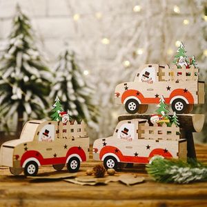 Interior Decorations Santa Claus Snowman Wooden Car Ornament Christmas Decor For Home Xmas Gifts Toys Table Navidad 2022 Year