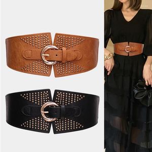 Belts Fashion Women's Wide Leather Waist Belt For Dress Ladies Female Elastic Stretch Corset Cinch Waistband Ceinture Femme