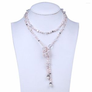 Chains 2022 Pink Baroque Freshwater Pearl Beaded Necklace Long For Year Gifts