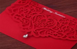 Vintage Çin tarzı Hollow Out Düğün Davetiyeleri Yaratıcı Gelinler Çift Kartlar Kırmızı Kapak Folyo Damgalama Şık Gelin Kart2665696
