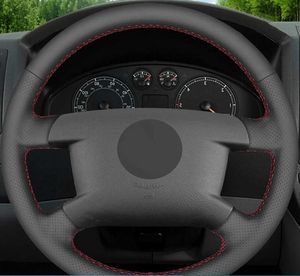 Customized Car Steering Wheel Cover Cowhide Leather For Volkswagen VW Caddy 2003-2006 Caravelle 2003-2009 Transporter T5 2006