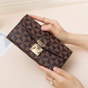 Leathers Weathers Weathers European Propirting Long Wallet Simple Flaid Plaid Clutch Bag Trend Trend Contr239p