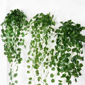 Decorative Flowers 90cm Silk Plant Artificial Vines Creeper Leaves Garland Wall Hanging Fake Ivy Vine For Home Indoor Decor