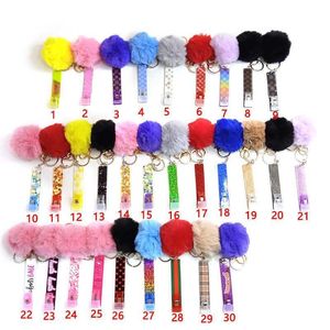 Söt kreditkortsdragare Pompom Favor Key Rings Acrylic Debit Bank Card Grabber For Long Nail ATM KeyChain Cards Clip Nails Tools Wholesale