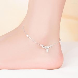 Anklets Fashion 925 Sterling Silver Anklet Fine Jewelry Simple Hearts Foot Chain For Women Girl S925 Ankle Leg Armband