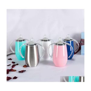 Tassen 8 Unzen Edelstahlbecher mit Deckel Insated Tumblers Eierbecher Doppelwandiger Kaffee Weinglasgriff Weihnachtsgeschenk Dh Homefavor Dhkvd