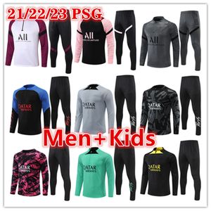 Kids Men Soccer Tracksuit Kit 21 22 23 كرة قدم قمصان التدريب على مجموعات بدلة 2022 2023 Messis Mbappe Foot Foot Chandal Tuta Scet Jogging Set