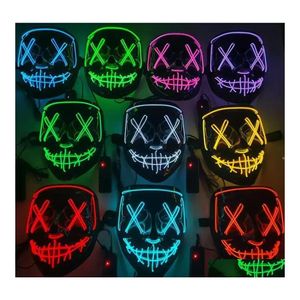 Party Masks Halloween Mask Led Light Up Glowing Funny The Purge Election Year Festival Cosplay Costume Supplies Coser Face Homefavor Dhp3Q