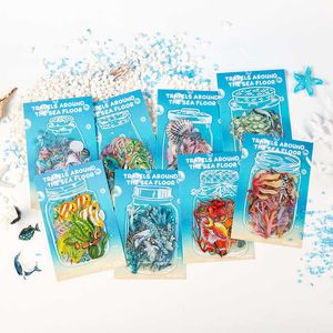 30pcs Set di adesivi da viaggio sottomarino Pesce oceano Tartaruga Corallo Medusa PET Note Adesivo per decorazione diario regalo A7183