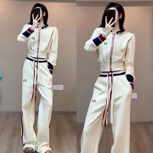 Womens Two Piece Calças Ternos Casuais Designers CE Jaquetas Casacos Para Mulheres Manga Longa Zipper Jaqueta Legal Meninas Streetwear Womens Roupas Set Star1922