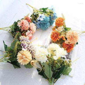 装飾的な花1バンチ人工シミュレーションDANDELION DESK BALL CHRYSANTHEMUM FLOWER PLANT HOME LIVING ROOM DECORATION WEDDING HOLD