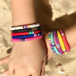 Strand 2022 Color Soft Pottery Bracelet Bohemian Beach Wind Elastic Rope Personality Women's Light Luxury Fashion Jewelry