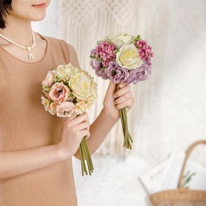 Dekorativa blommor Chiffon Bouquet Silk Artificial Flower Diy Handmade Wreath Scrapbook Wedding Decoration Craft Fake Fake