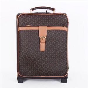 Top Grade Real Calf Leather Travel Luggage Rolling Case Men