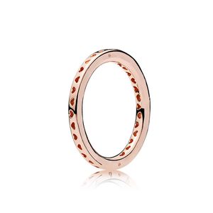 18k Rose Gold Love Hearts Ring f￶r Pandora Real Sterling Silver Wedding Party Jewelry Women M￤n Par Engagemang G￥vor Ring med Original Box Set