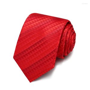 Bow Ties Red Jacquard Weave Striped For Men 7cm Slim Groom Wedding Party Męski krawat Formalne garnitury Tuxedo Szyja z pudełkiem podarunkowym
