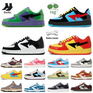 Stas SK8 Sta Designer Casual Shoes Womens Mens shoe Patent Leather Black Color Camo Combo Pink ABC Camos Blue Grey Orange Green With Socks Sneakers Sports Trainers