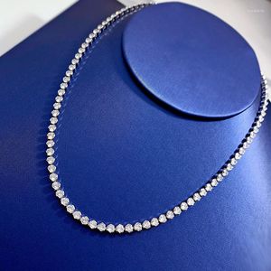 Kedjor smycken 2022 S925 Sterling Silver 3mm High Carbon Diamond Full Necklace Women Fine Fine