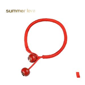 Bracelets de charme Mulheres Lucky Conta Red String Cerâmica Bulbalhas feitas à mão para homens Acessórios para amantes Jóias Droga de jóias OTCLR