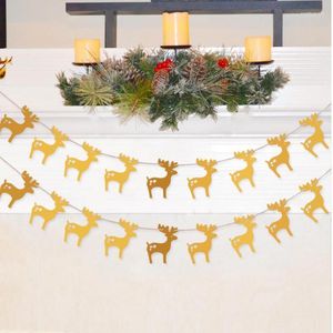 Party Decoration Ornaments Of Christmas And Year Holidays Decorative Banner Deer Flag Paper Garland