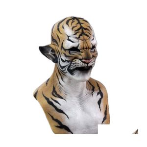 Party Masks Scary Tiger Animal Mask Halloween Carnival Night Club Masquerade Headgear Classic Performance Cosplay Costume P HomeFavor Dhisk