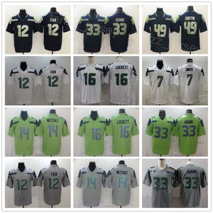 Erkekler futbol 33 Jamal Adams Jersey 14 DK Metcalf 16 Tyler Lockett 7 Geno Smith 12. Fan 49 Shaquem Griffin Tüm Dikiş Takımı Renkli Lacivert Beyaz Gri Spor