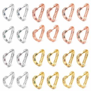 Hoop Earrings ESSFF Brand Rose Gold/Silver/Gold Heart Crystal Circle For Women Fashion CZ Copper Jewelry Wholesale