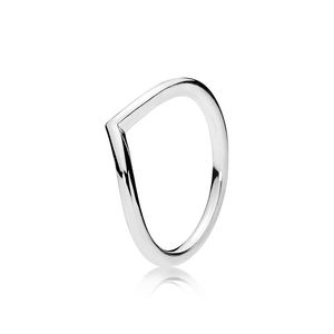 Polierter Wishbone-Ring für Damen und Herren für Pandora, echtes Sterlingsilber, Liebhaber-Paare-Schmuck, Roségold-Hochzeitsfeier-Ring mit Originalverpackung, Geschenk für Freundin