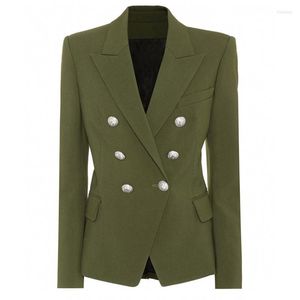 Kombinezony dla kobiet klasyczne wysokiej klasy damskie Blazer 2022 Autumn and Winter Turn Slim Slim Jacking Kurt Jacket Army Green Double