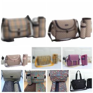 Large Capacity Mummy Baby Diaper Bags Multi-function Bag Waterproof Nappy Zipper Leather Bag Hobos Multi function Plaid Maternity Travel Nursing Handbag 3pcs set