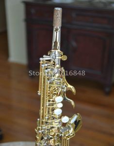 NY JUPITER JPS847 B Flat Soprano Saxophone Brass Musikinstrument Silverpläterad Body Gold Lacquer Key Sax med Case Mouthpiece5411707
