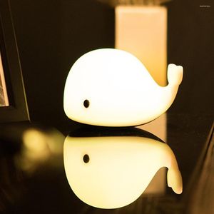 Ночные огни детская комната светодиодный кит мультфильм для детей милый портативный силиконовый светильник защита глаз спальня лампа