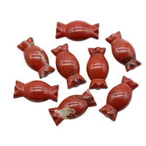 Pietre naturali di figurine di caramelle Reiki curative Dolci intagliati a mano al quarzo color diaspro rosso per il regalo di Natale di Halloween