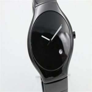 full high quaity limited mens watch black ceramic round TICHY high quality date ceramic pear dial mens fashion gents2935