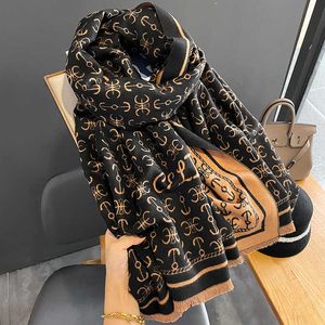 Scarves Hat Glove Set Scarf 2022 New Autumn ladi Luxury Cashmere Shawl Reversible Soft Fashion Warm Winter Women